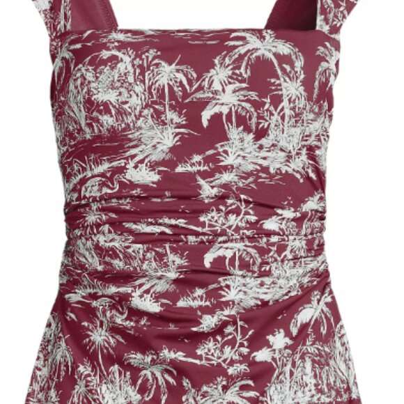 NWT Women's Land's End Smoothing Square Neck Ruched Swim Dress Swimsuit Sz 18 - Picture 3 of 8